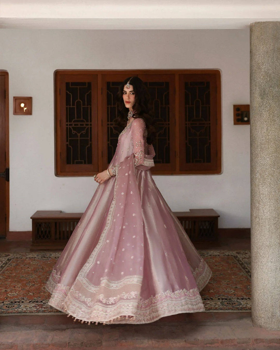 Halina - Faiza Saqlain Pakistani fashion outfit in pink tones.